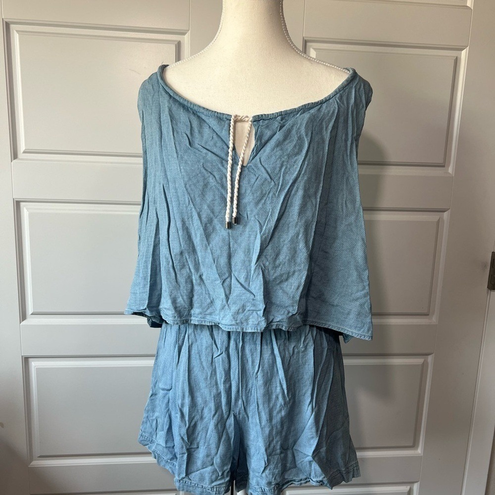 Splendid Sleeveless Romper Tiered Layering Detail‎ Lightweight Blue Casual Small